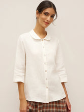 Load image into Gallery viewer, 100% Linen Peter Pan Collar 3/4 Sleeve Shirt ASTRID
