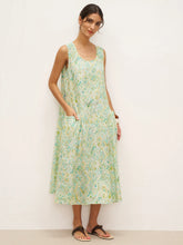 Load image into Gallery viewer, 100% Linen Floral Swing Beach Tank Dress LORRAINE
