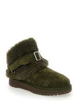 Load image into Gallery viewer, Burberry Women &#39;Snug&#39; Green Ankle Boots With Strap In Suede And Shearling Woman
