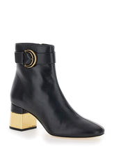 Load image into Gallery viewer, Chloé Women &#39;Alize&#39; Black Ankle Boots With C Buckle In Smooth Leather Woman
