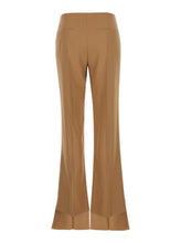 Load image into Gallery viewer, Chloé Women Beige Flared Pants With Asymmetric Hem In Grain De Poudre Wool Woman
