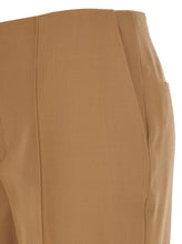 Load image into Gallery viewer, Chloé Women Beige Flared Pants With Asymmetric Hem In Grain De Poudre Wool Woman
