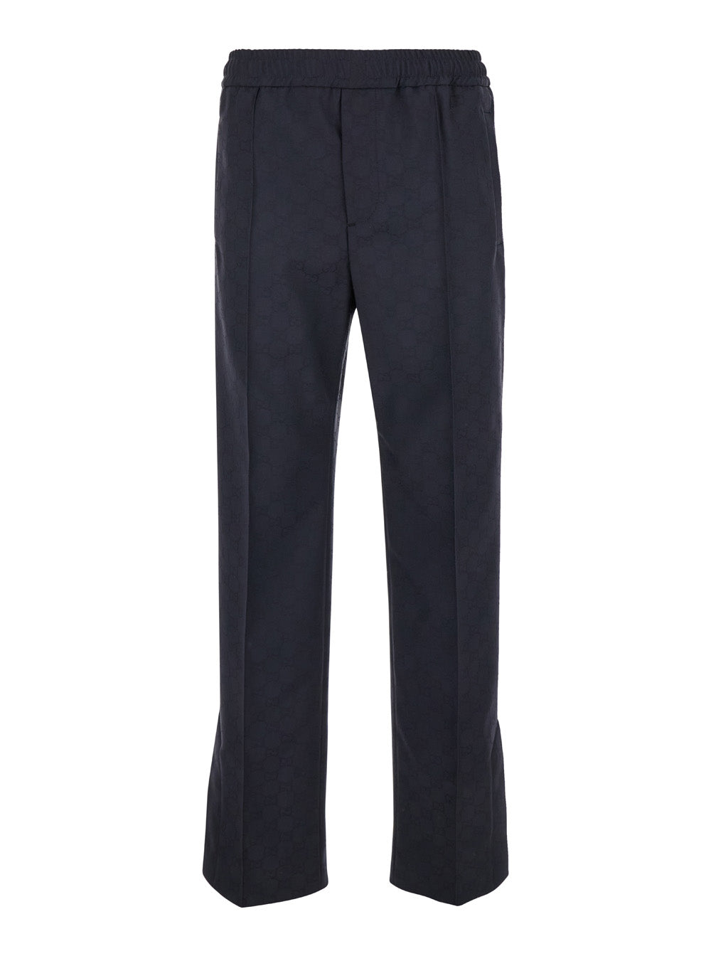 Gucci Men Blue Pants With Web Detail In Gg Fabric Man