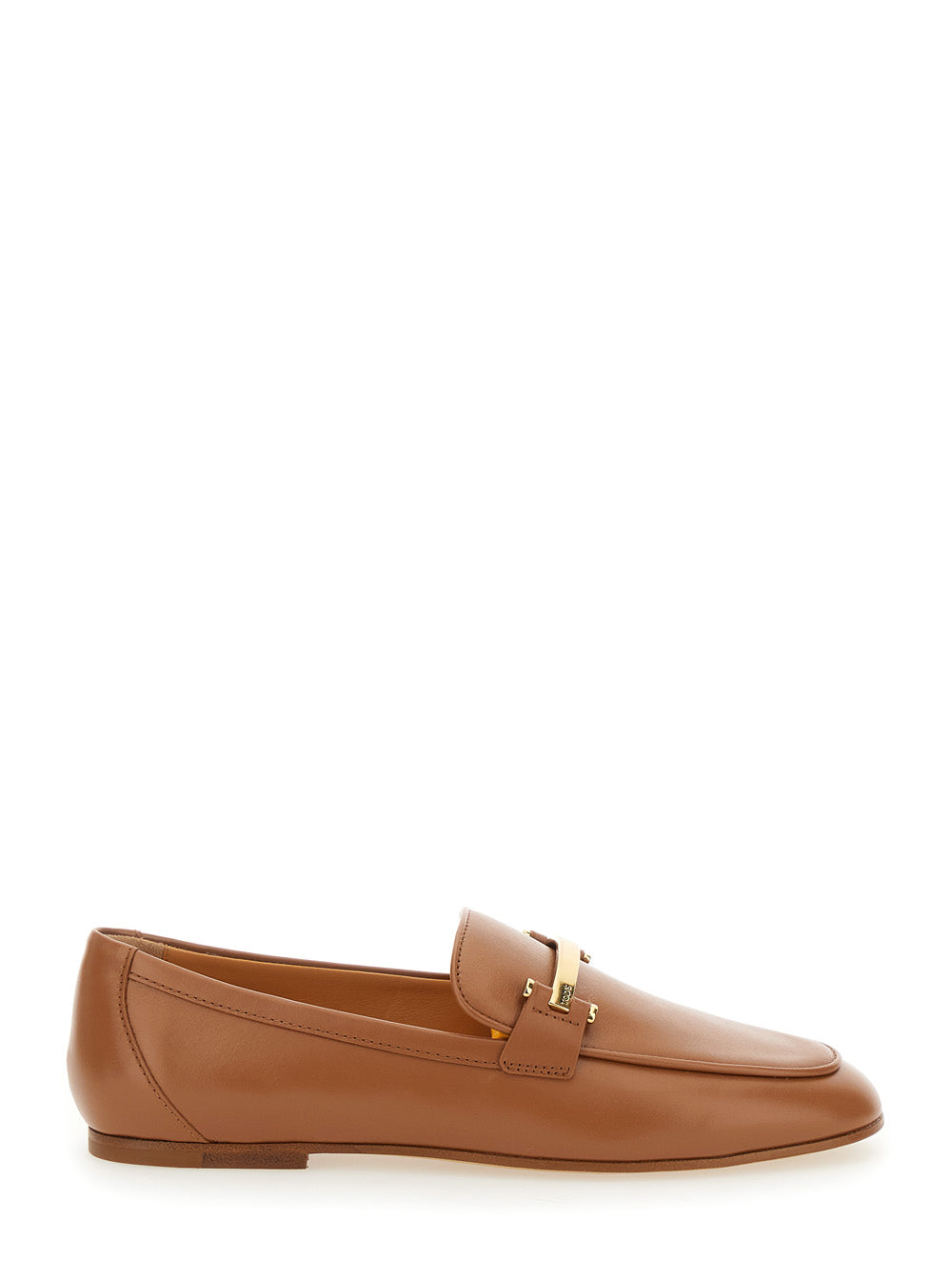 Tod's Women Brown Loafers With Logo Plaque In Leather Woman