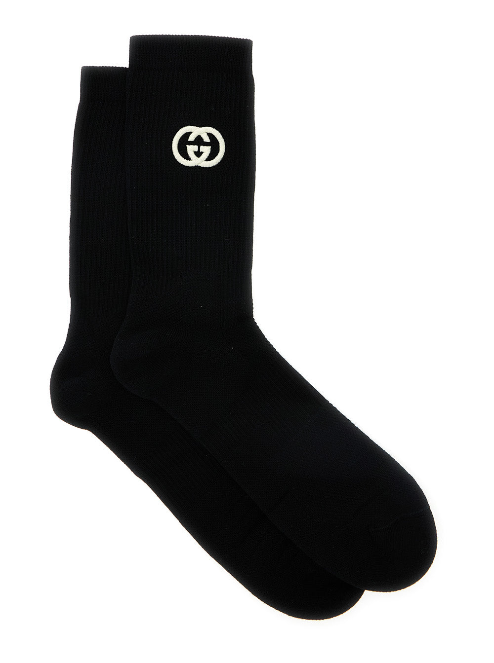 Gucci Men Black Gg Logo Socks In Cotton Man