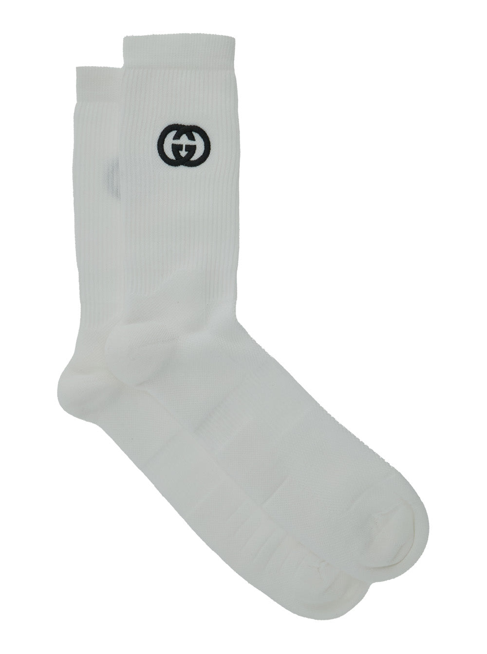 Gucci Men White Gg Logo Socks In Cotton Man