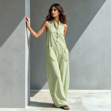 Load image into Gallery viewer, V-Neck Sleeveless Striped Loose Cropped Jumpsuit | 3 Colors S–3XL
