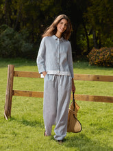 Load image into Gallery viewer, 100% Linen Elastic Waist Straight-Leg Trousers JOURDAN

