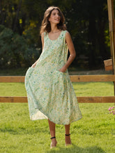 Load image into Gallery viewer, 100% Linen Floral Swing Beach Tank Dress LORRAINE
