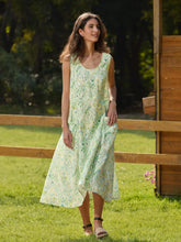Load image into Gallery viewer, 100% Linen Floral Swing Beach Tank Dress LORRAINE
