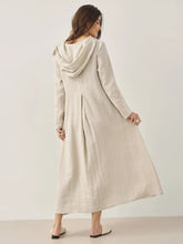 Load image into Gallery viewer, 100% Linen Hooded Pullover Maxi Dress REBECCA
