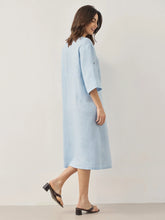 Load image into Gallery viewer, 100% Linen Round Neck Button Detail Midi Dress JELENA
