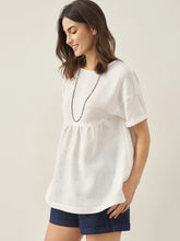 Load image into Gallery viewer, 100% Linen Round Neck Pleated Pullover Top QUINLAN
