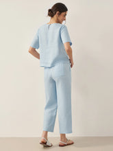 Load image into Gallery viewer, 100% Linen Short-Sleeve Round Neck Button Detail Top &amp; Pants Set JOSIE
