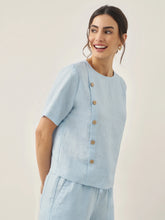 Load image into Gallery viewer, 100% Linen Short-Sleeve Round Neck Button Detail Top &amp; Pants Set JOSIE
