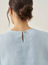 Load image into Gallery viewer, 100% Linen Short-Sleeve Round Neck Button Detail Top &amp; Pants Set JOSIE
