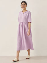 Load image into Gallery viewer, 100% Linen Shawl V-Neck Pleated Maxi Dress SUSAN
