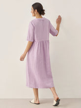 Load image into Gallery viewer, 100% Linen Shawl V-Neck Pleated Maxi Dress SUSAN
