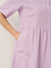 Load image into Gallery viewer, 100% Linen Shawl V-Neck Pleated Maxi Dress SUSAN
