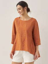 Load image into Gallery viewer, 100% Linen Round Neck Artistic Stripe Top FLORENCE
