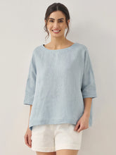 Load image into Gallery viewer, 100% Linen Boatneck 3/4 Length Sleeve Top AURORA

