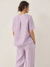 Load image into Gallery viewer, 100% Linen Short-Sleeve Round Neck Button Detail Top &amp; Pants Set SASHA
