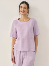 Load image into Gallery viewer, 100% Linen Short-Sleeve Round Neck Button Detail Top &amp; Pants Set SASHA
