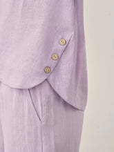 Load image into Gallery viewer, 100% Linen Short-Sleeve Round Neck Button Detail Top &amp; Pants Set SASHA
