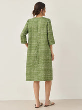 Load image into Gallery viewer, 100% Linen V-Neck Dot Midi Dress LIRA
