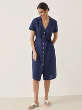 Load image into Gallery viewer, 100% Linen V-Neck Button-Front Shirt Dress EILEEN
