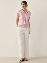 Load image into Gallery viewer, 100% Linen Shawl V-Neck Cap Sleeves Top ELARA
