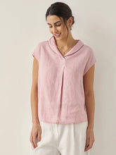 Load image into Gallery viewer, 100% Linen Shawl V-Neck Cap Sleeves Top ELARA
