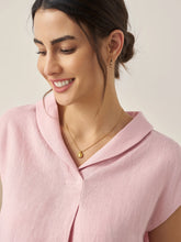 Load image into Gallery viewer, 100% Linen Shawl V-Neck Cap Sleeves Top ELARA

