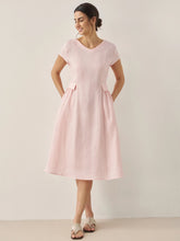 Load image into Gallery viewer, 100% Linen Natural Summer V-Neck Dress ALEXA
