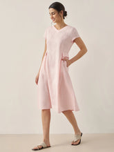 Load image into Gallery viewer, 100% Linen Natural Summer V-Neck Dress ALEXA
