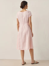 Load image into Gallery viewer, 100% Linen Natural Summer V-Neck Dress ALEXA
