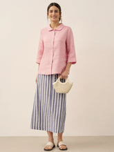 Load image into Gallery viewer, Linen Striped Drawstring Skirt ELISE
