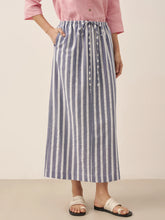 Load image into Gallery viewer, Linen Striped Drawstring Skirt ELISE
