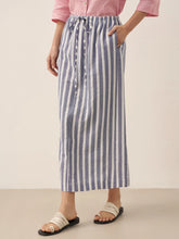 Load image into Gallery viewer, Linen Striped Drawstring Skirt ELISE
