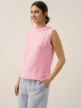 Load image into Gallery viewer, 100% Linen Draped Collar Tank Top
