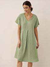 Load image into Gallery viewer, 100% Linen V-Neck Pockets Swing Dress AINSLEY
