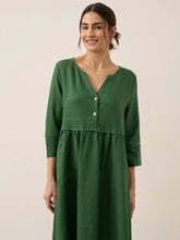 Load image into Gallery viewer, 100% Linen Loose Fit Button Waist Gathered Maxi Dress LUNA
