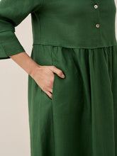 Load image into Gallery viewer, 100% Linen Loose Fit Button Waist Gathered Maxi Dress LUNA
