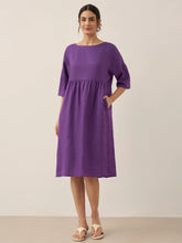 Load image into Gallery viewer, 100% Linen A-Line Midi Dress VALENCIA
