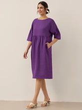 Load image into Gallery viewer, 100% Linen A-Line Midi Dress VALENCIA
