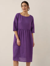Load image into Gallery viewer, 100% Linen A-Line Midi Dress VALENCIA
