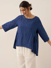 Load image into Gallery viewer, 100% Linen Round Neck Artistic Stripe Top FLORENCE
