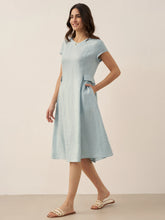Load image into Gallery viewer, 100% Linen Natural Summer V-Neck Dress ALEXA
