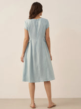 Load image into Gallery viewer, 100% Linen Natural Summer V-Neck Dress ALEXA
