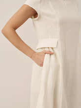 Load image into Gallery viewer, 100% Linen Natural Summer V-Neck Dress ALEXA
